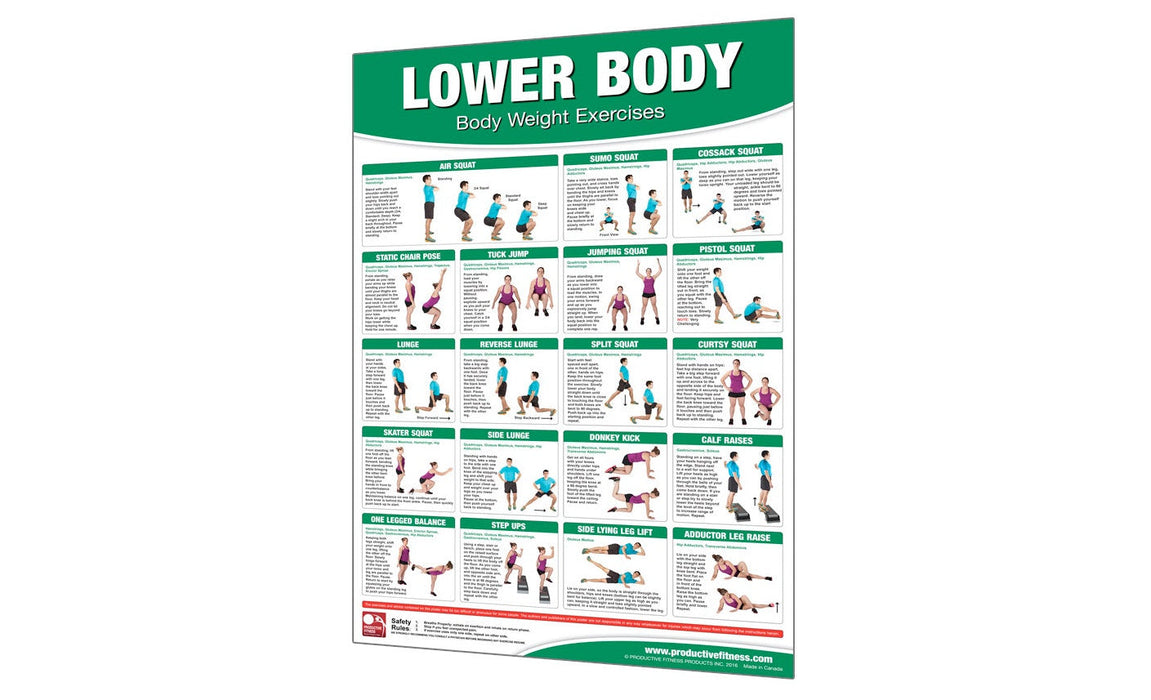 Productive Fitness Chart - BodyWeight Exercises, Lower