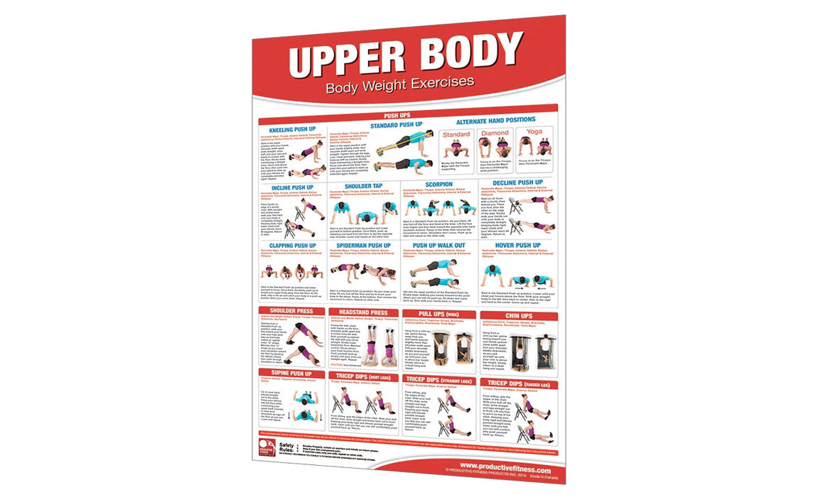 Productive Fitness Chart - BodyWeight Exercises, Upper Body