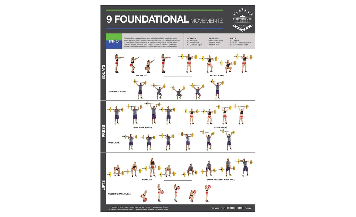 Productive Fitness Fighthrough 9 Foundational Movements Chart