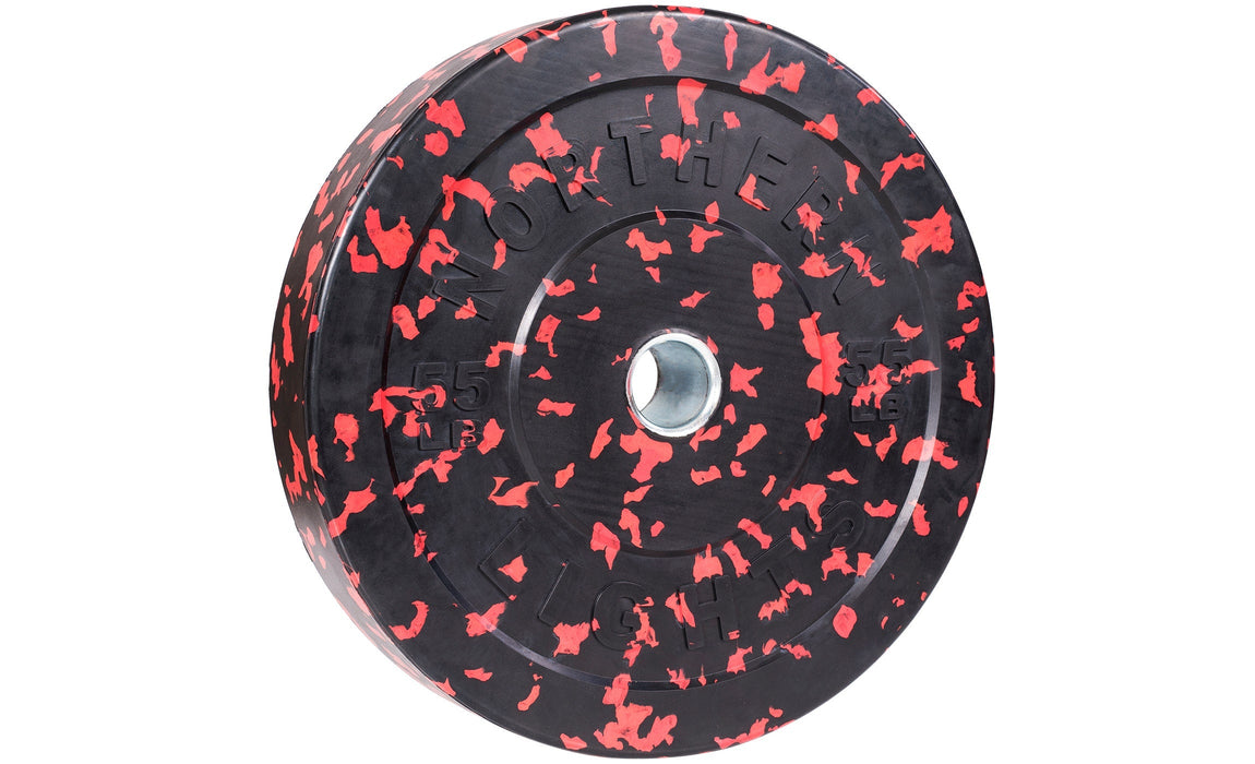 Northern Lights Olympic Bumper Plate, 55 lb, Fleck Red