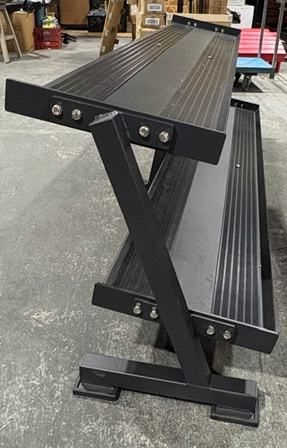 COMMERCIAL YORK 2 TIER TRAY DUMBELL/ KETTLEBELL RACK/ WEIGHTS SOLD SEPARATELY