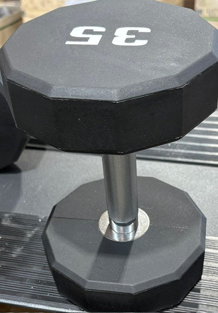 COMMERCIAL YORK URETHANE 12 SIDED DUMBBELL SET 5-50LBS PAIRS / ADDITIOINAL WEIGHTS AND RACK SOLD SEPARATELY