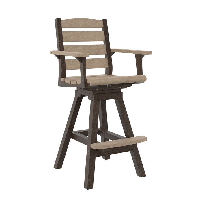 TWO-TONED CHOCOLATE/BEIGE, NAPA SWIVEL PUB ARM CHAIR C312