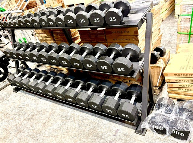 COMMERCIAL YORK 3 TIER DUMBBELL/ KETTLEBELL RACK ONLY / WEIGHTS SOLD SEPARATELY