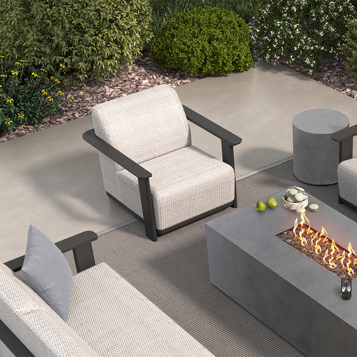 **NEW** EBEL- CORTE CHAT CHAIR WOVEN WICKER PEARL WICKER, ONYX FRAME