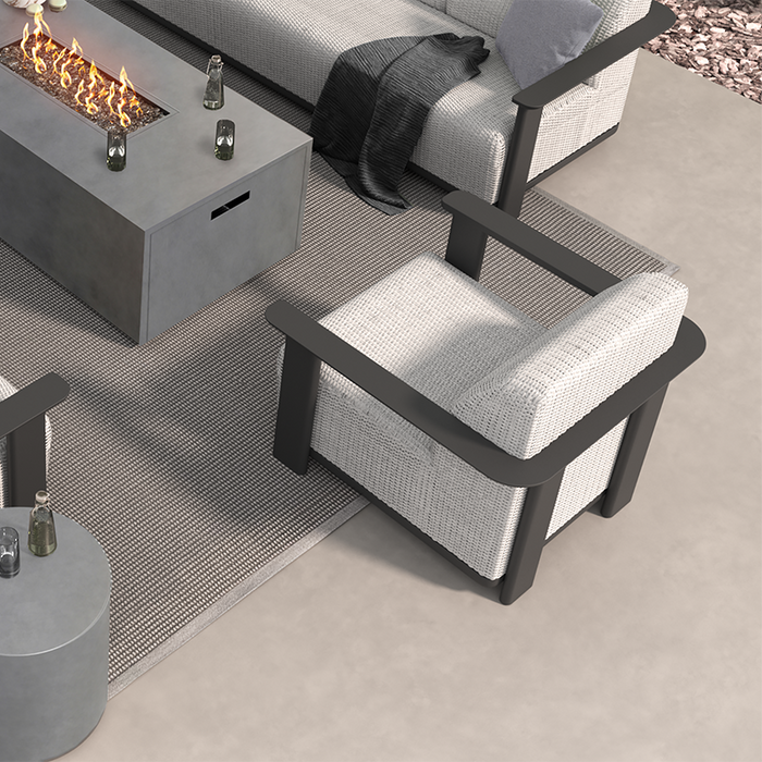 **NEW** EBEL- CORTE CHAT CHAIR WOVEN WICKER PEARL WICKER, ONYX FRAME