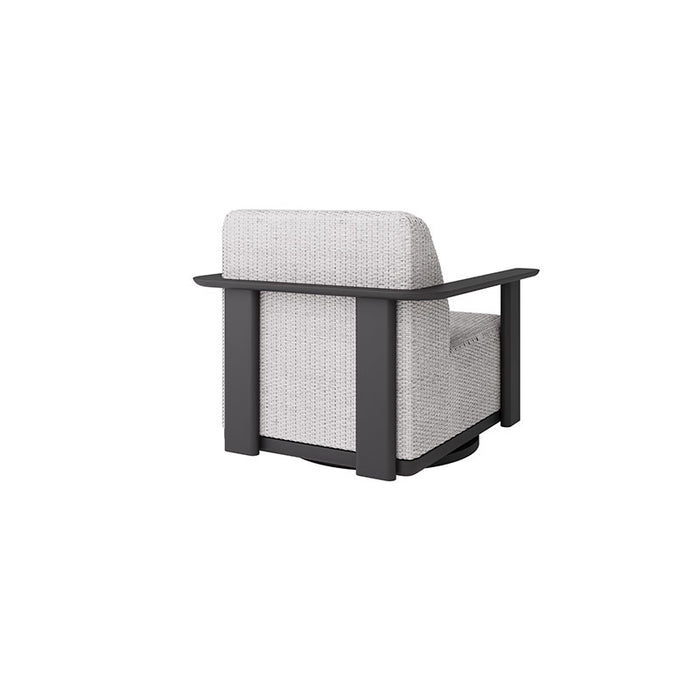 **NEW** EBEL- CORTE SWIVEL CHAT CHAIR WOVEN WICKER PEARL WICKER, ONYX FRAME