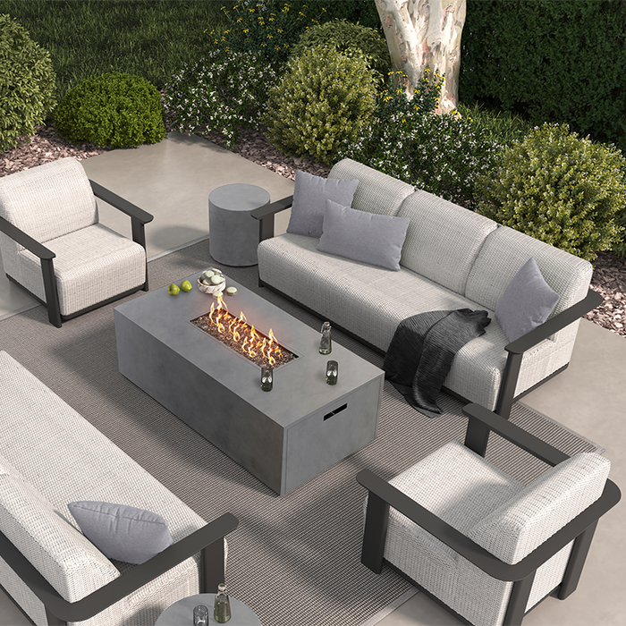 **NEW** EBEL- CORTE SOFA WOVEN WICKER PEARL WICKER, ONYX FRAME