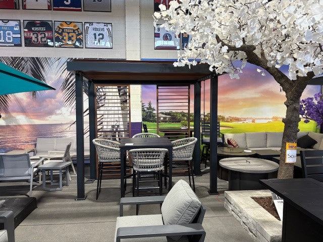 SUNVILLA LOUVERED BBQ 6X8.5' GAZEBO WITH PRIVACY SLIDING DOOR SIDE ON BACK SIDE