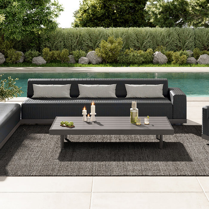 **NEW** EBEL GRANDE 125" SOFA WITH ARMS COAL WEAVE/ SMOKE FRAME