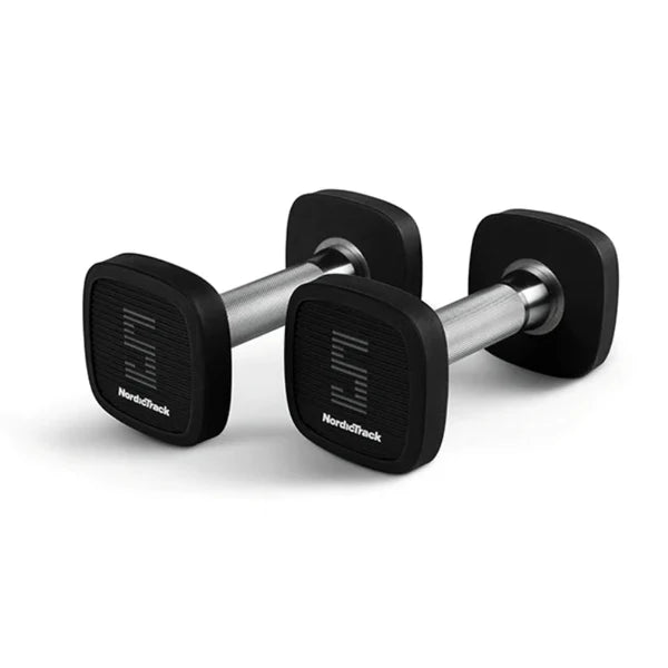 NORDIC TRACK URETHANE 5-30 LBS DUMBBELL SET WITH INSPIRE RACK