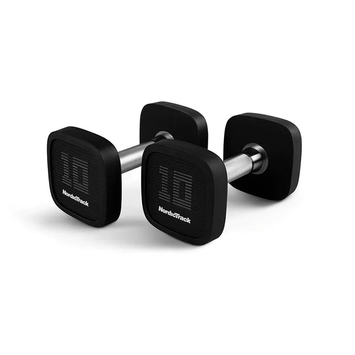 NORDIC TRACK URETHANE 5-30 LBS DUMBBELL SET WITH INSPIRE RACK