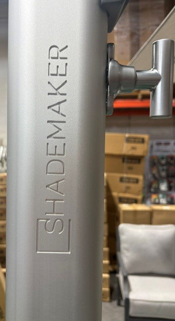 TREASURE GARDEN SUNBRELLA SILVER LINEN CANTILEVER COMMERCIAL SHADEMAKER SOLARIS 30S SQ W/ ZPLATE ROLLING BASE 450LBS