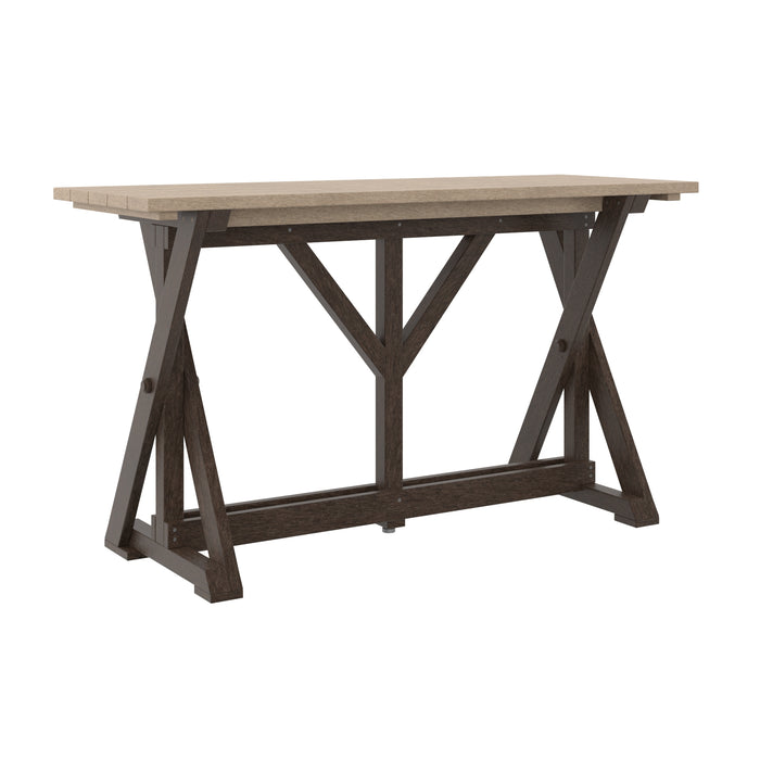 TWO-TONE CHOCOLATE/BEIGE HARVEST 72" BAR TABLE T204