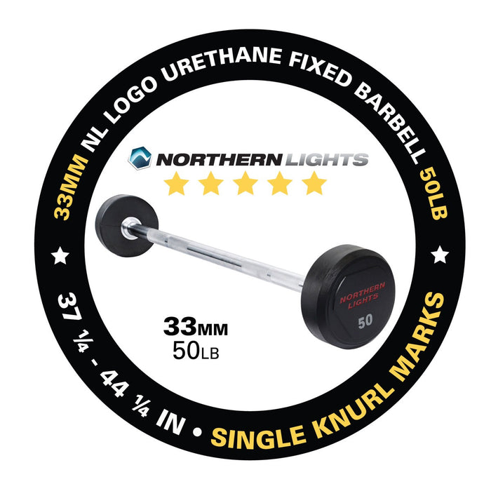 NL Logo Urethane Fixed Barbell, 50 lb