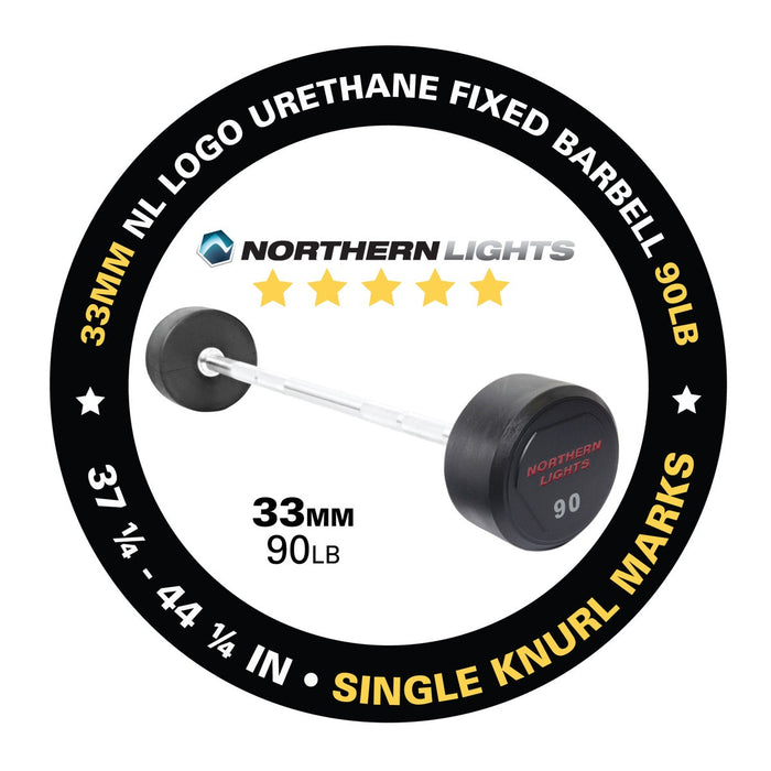 NL Logo Urethane Fixed Barbell, 90 lb