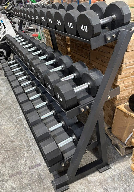 COMMERCIAL YORK 3 TIER DUMBBELL/ KETTLEBELL RACK ONLY / WEIGHTS SOLD SEPARATELY