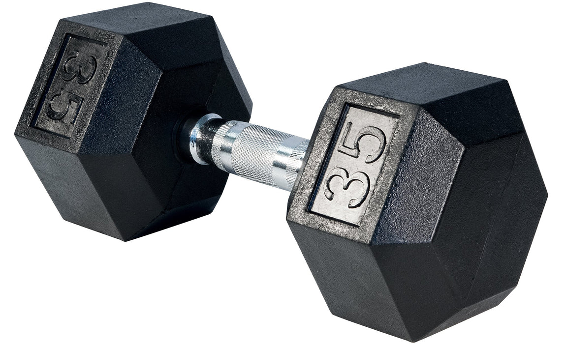 Rubber Hex Dumbbell, 35lbs