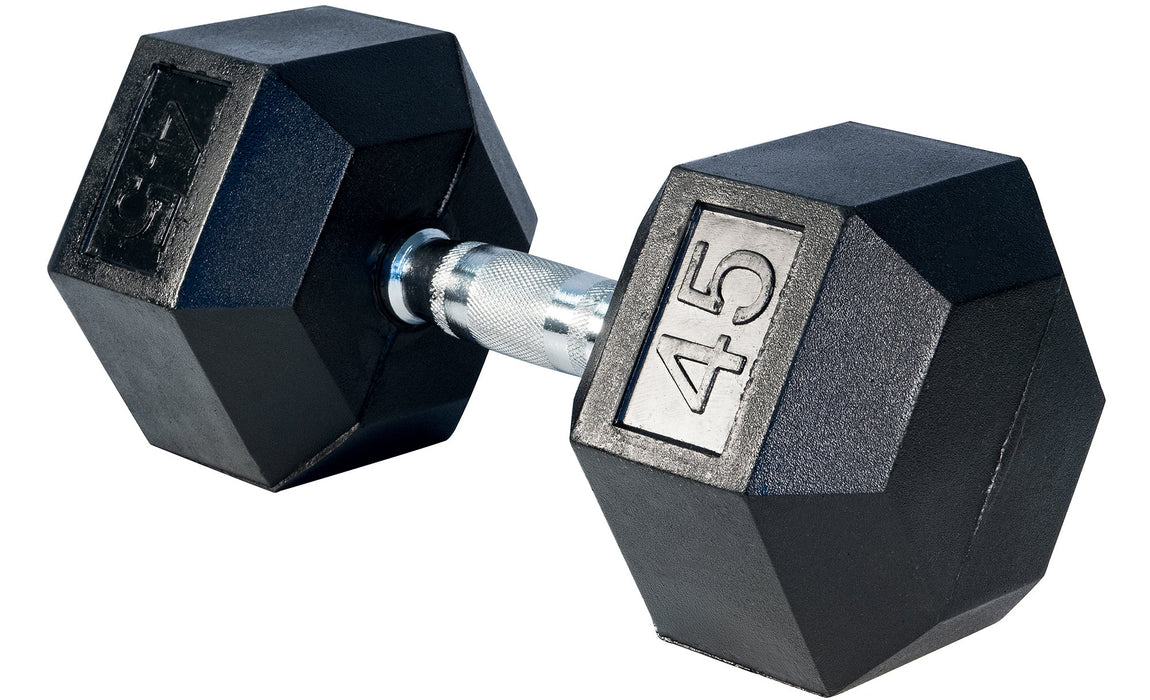 Rubber Hex Dumbbell, 45lbs