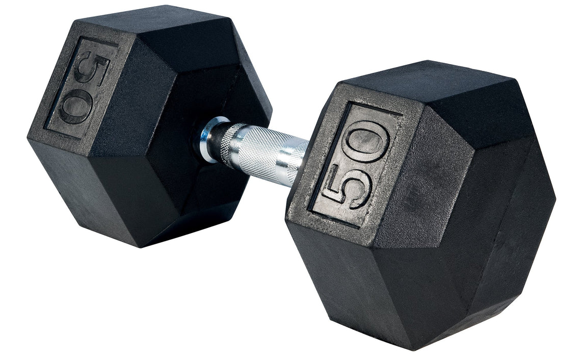 Rubber Hex Dumbbell, 50lbs