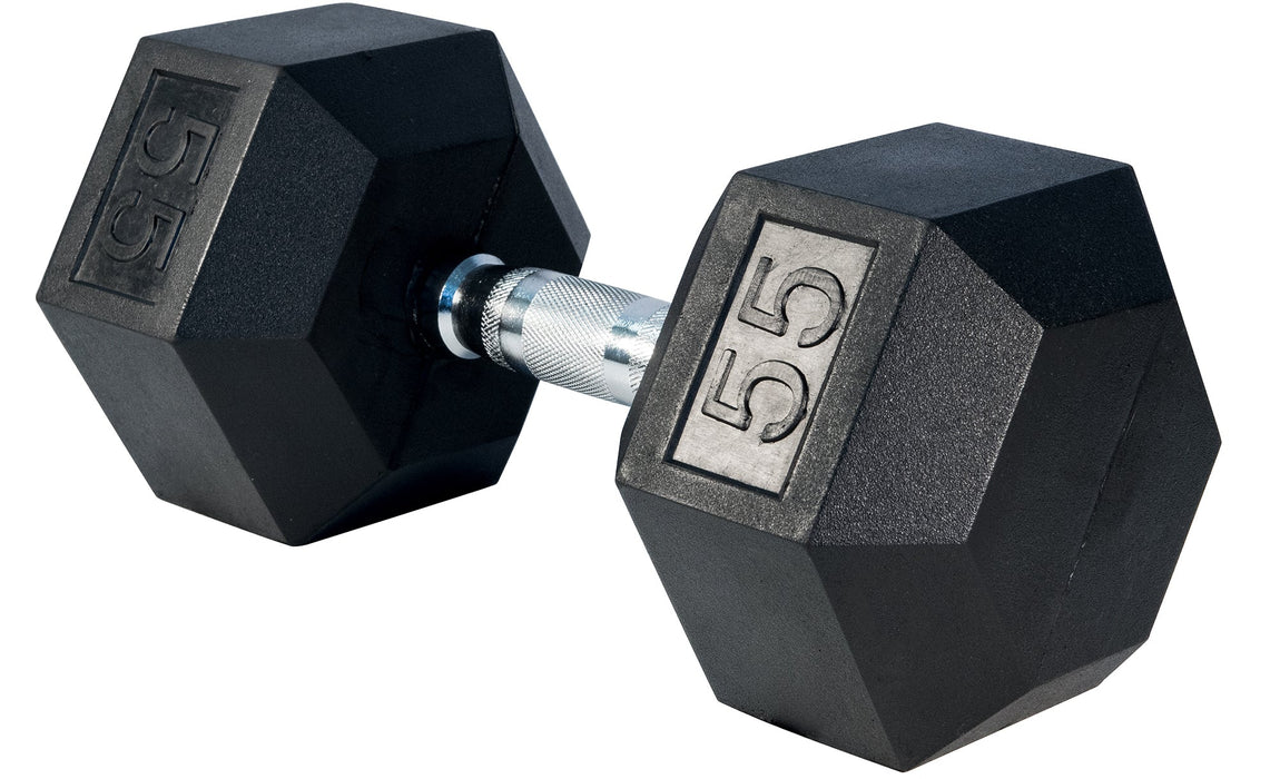 Rubber Hex Dumbbell, 55lbs