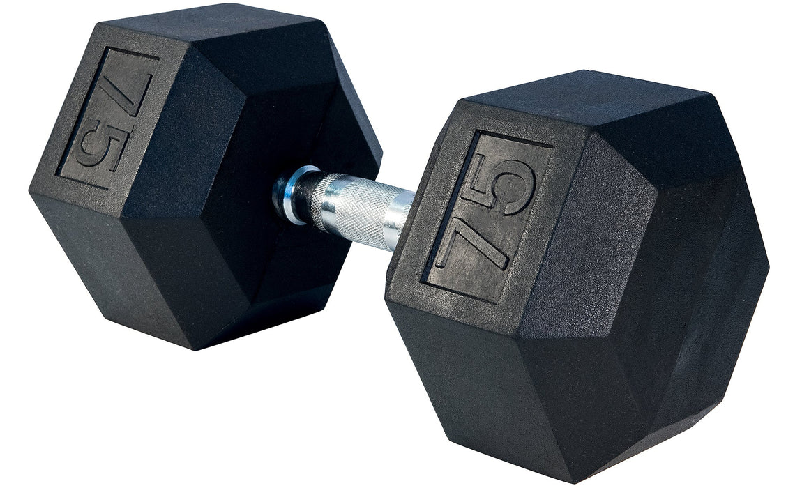 Rubber Hex Dumbbell, 75lbs