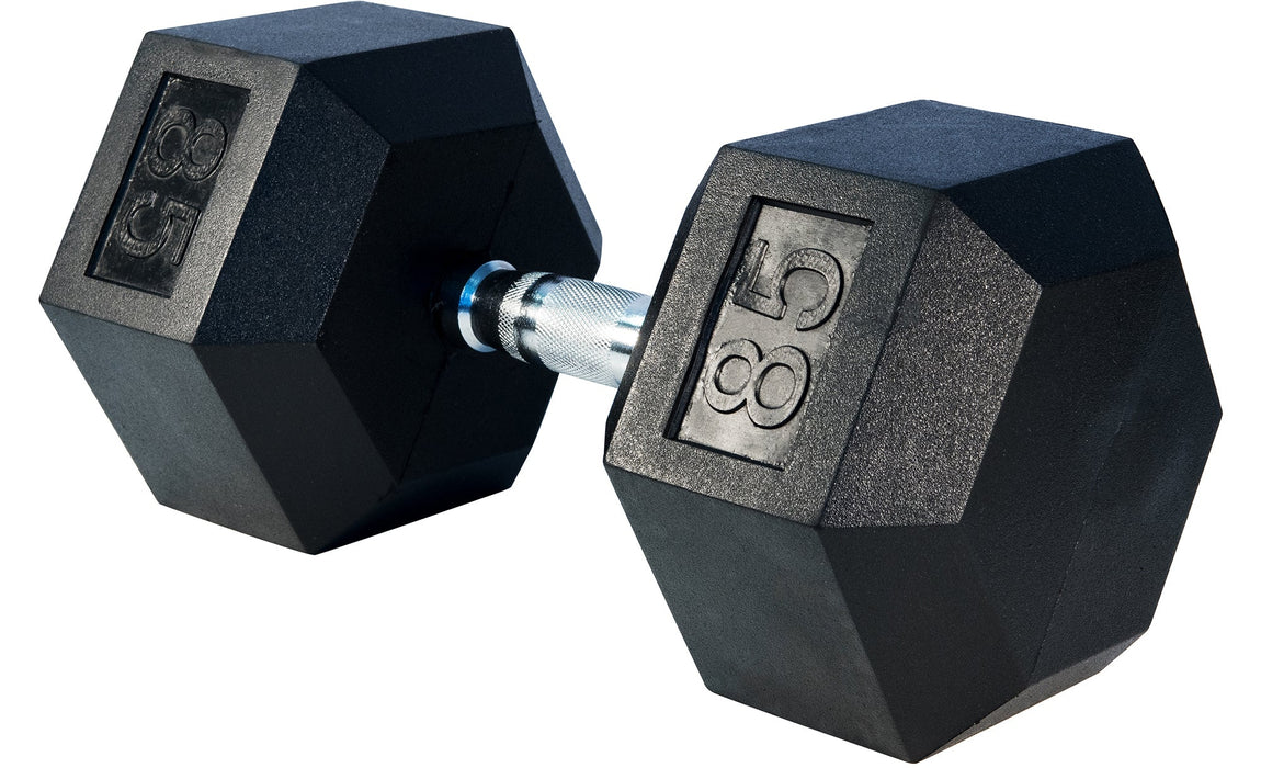 Rubber Hex Dumbbell, 85lbs