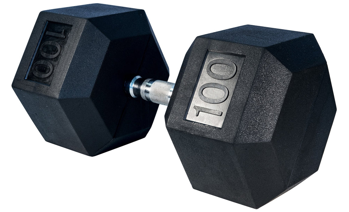 Rubber Hex Dumbbell, 100lbs