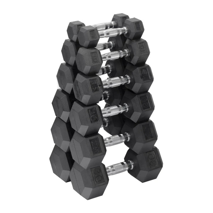 Rubber Hex Dumbbell Set - 5-30lbs