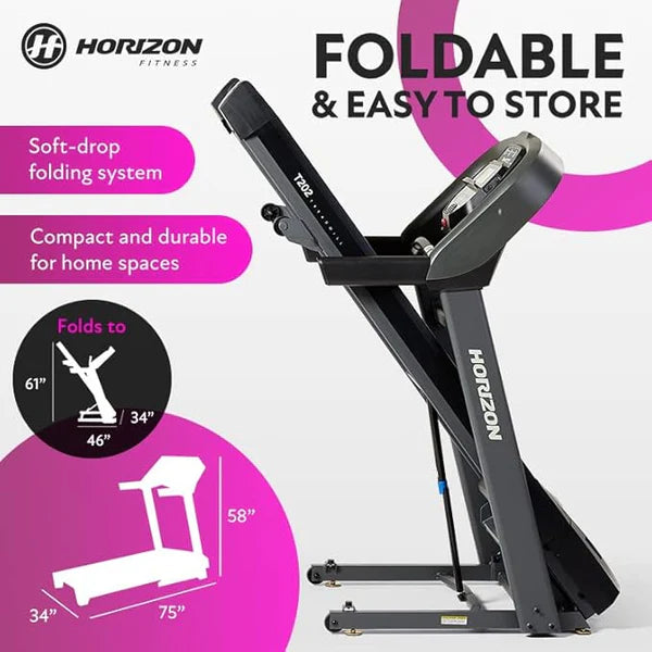 HORIZON T202 FOLDING TREADMILL SKU 7026
