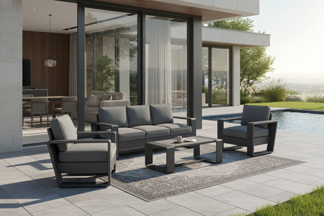 PLANK HIDE NOVA SET: SOFA, COFFEE TABLE, 2 CHAT CHAIRS