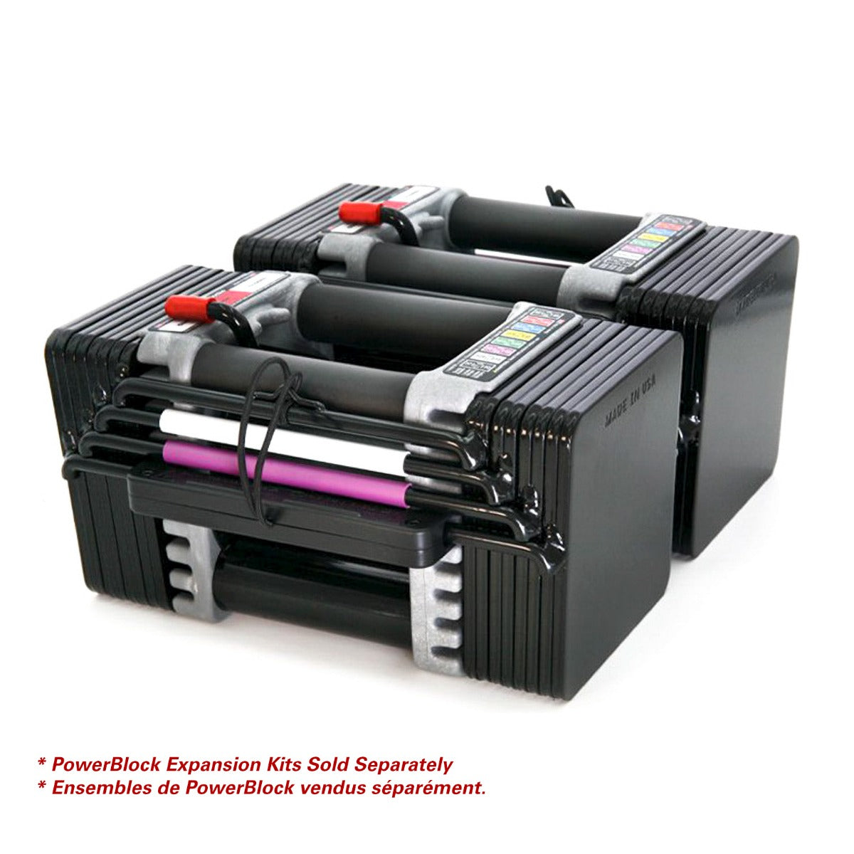 PowerBlock USA ELITE EXP Stage 1, 5-50lb PAIR ADJUSTABLE DUMBBELL ...